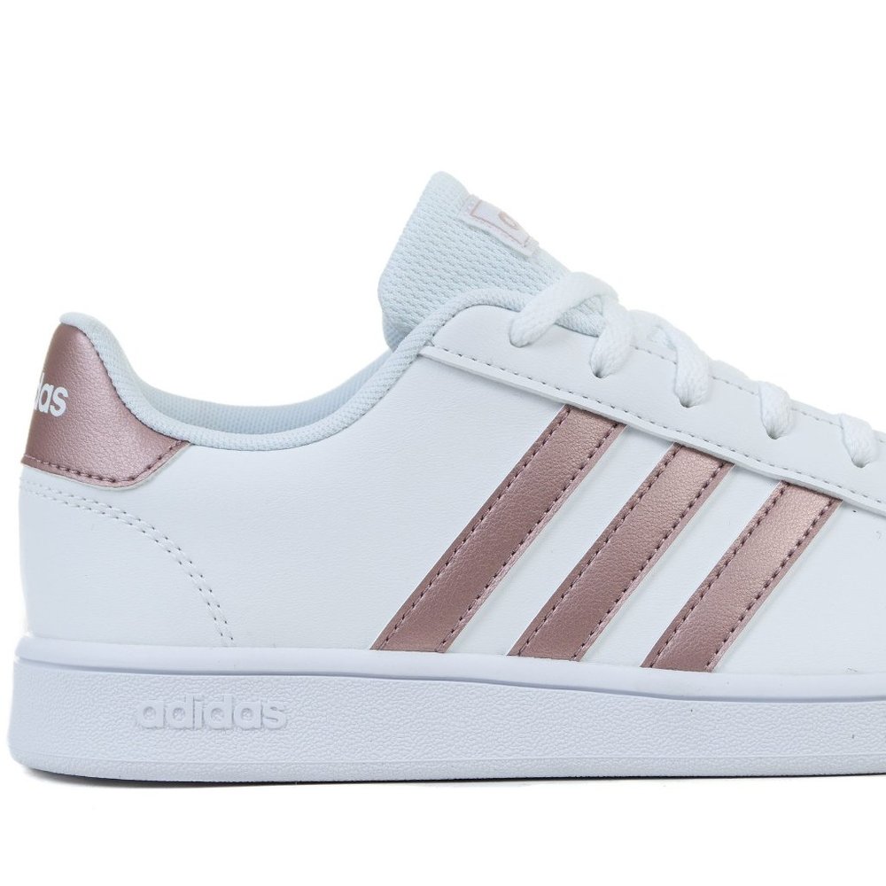New Adidas Kids White & Rose Gold Grand Court Sneakers - 1.5 - Picture 7 of 7